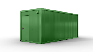 Bürocontainer isoliert, 6055 x 2435 x 2600 mm (L x B x H),  inkl. Elektropaket, 1 Fenster, Lackierung RAL 6010 grasgrün - Variante 4