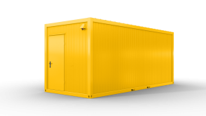 Bürocontainer isoliert, 6055 x 2435 x 2600 mm (L x B x H),  inkl. Elektropaket, 1 Fenster, Lackierung RAL 1003 signalgelb - Variante 4