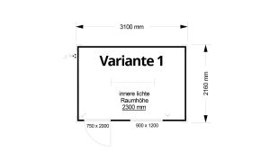Bürocontainer isoliert, 3100 x 2160 x 2540 mm (L x B x H),  inkl. Elektropaket, 1 Fenster, Lackierung RAL 9002 grau-weiß - Variante 1