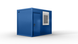Bürocontainer isoliert, 3100 x 2160 x 2540 mm (L x B x H),  inkl. Elektropaket, 1 Fenster, Lackierung RAL 5010 enzianblau - Variante 1