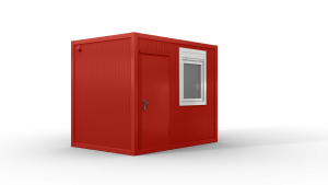 Bürocontainer isoliert, 3100 x 2160 x 2540 mm (L x B x H),  inkl. Elektropaket, 1 Fenster, Lackierung RAL 3000 feuerrot - Variante 1