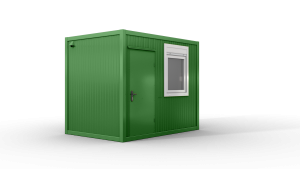 Bürocontainer isoliert, 3100 x 2160 x 2540 mm (L x B x H),  inkl. Elektropaket, 1 Fenster, Lackierung RAL 6010 grasgrün - Variante 1