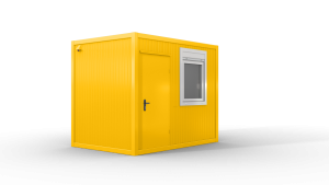 Bürocontainer isoliert, 3100 x 2160 x 2540 mm (L x B x H),  inkl. Elektropaket, 1 Fenster, Lackierung RAL 1003 signalgelb - Variante 1