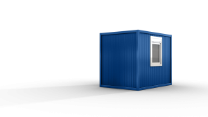 Bürocontainer isoliert, 3100 x 2160 x 2540 mm (L x B x H),  inkl. Elektropaket, 1 Fenster, Lackierung RAL 5010 enzianblau  - Variante 2