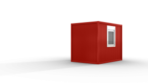 Bürocontainer isoliert, 3100 x 2160 x 2540 mm (L x B x H),  inkl. Elektropaket, 1 Fenster, Lackierung RAL 3000 feuerrot  - Variante 2