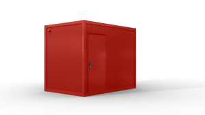 Bürocontainer isoliert, 3100 x 2160 x 2540 mm (L x B x H),  inkl. Elektropaket, 1 Fenster, Lackierung RAL 3000 feuerrot  - Variante 2