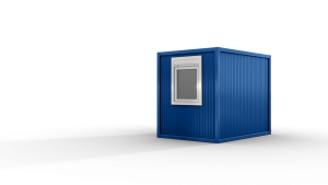 Bürocontainer isoliert, 3100 x 2160 x 2540 mm (L x B x H),  inkl. Elektropaket, 1 Fenster, Lackierung RAL 5010 enzianblau - Variante 3