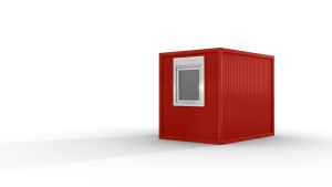 Bürocontainer isoliert, 3100 x 2160 x 2540 mm (L x B x H),  inkl. Elektropaket, 1 Fenster, Lackierung RAL 3000 feuerrot - Variante 3
