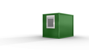 Bürocontainer isoliert, 3100 x 2160 x 2540 mm (L x B x H),  inkl. Elektropaket, 1 Fenster, Lackierung RAL 6010 grasgrün - Variante 3