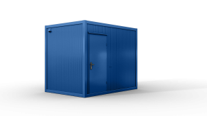 Bürocontainer isoliert, 3100 x 2160 x 2540 mm (L x B x H),  inkl. Elektropaket, 1 Fenster, Lackierung RAL 5010 enzianblau - Variante 3