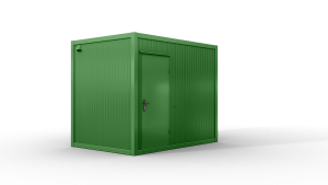 Bürocontainer isoliert, 3100 x 2160 x 2540 mm (L x B x H),  inkl. Elektropaket, 1 Fenster, Lackierung RAL 6010 grasgrün - Variante 3