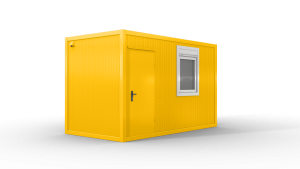Bürocontainer isoliert, 4100 x 2160 x 2540 mm (L x B x H),  inkl. Elektropaket, 1 Fenster, Lackierung RAL 1003 signalgelb - Variante 1