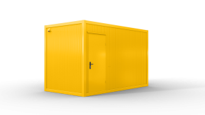 Bürocontainer isoliert, 4100 x 2160 x 2540 mm (L x B x H),  inkl. Elektropaket, 1 Fenster, Lackierung RAL 1003 signalgelb - Variante 2