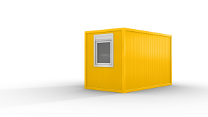 Bürocontainer isoliert, 4100 x 2160 x 2540 mm (L x B x H),  inkl. Elektropaket, 1 Fenster, Lackierung RAL 1003 signalgelb - Variante 3
