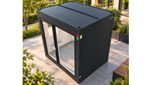 Moderner Raumcontainer - PLUSLine, 10 Fuß in RAL 7016 Anthrazit, inkl. bodentiefe Fenster und Elektropaket Moderner Raumcontainer - PLUSLine, 10 Fuß in RAL 7016 Anthrazit, inkl. bodentiefe Fenster und Elektropaket
