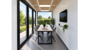 Moderner Raumcontainer - PLUSLine, 24 Fuß in RAL 7016 Anthrazit, inkl. bodentiefe Fenster und Elektropaket Moderner Raumcontainer - PLUSLine, 24 Fuß in RAL 7016 Anthrazit, inkl. bodentiefe Fenster und Elektropaket