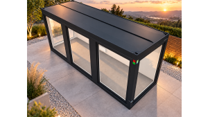 Moderner Raumcontainer - PLUSLine, 24 Fuß in RAL 7016 Anthrazit, inkl. bodentiefe Fenster und Elektropaket Moderner Raumcontainer - PLUSLine, 24 Fuß in RAL 7016 Anthrazit, inkl. bodentiefe Fenster und Elektropaket