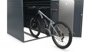 Fahrradgarage BikeBox Anbausystem (Seitenwand rechts) - H1380 x B1150 x T2050 mm mit Einhebelgriff-Zylinderschloss