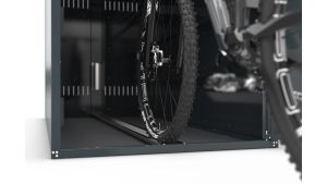 Fahrradgarage BikeBox Anbausystem (Seitenwand rechts) - H1250 x B850 x T2050 mm mit Einhebelgriff-Zylinderschloss