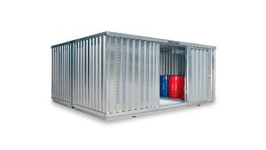 Gefahrstoffcontainer PLG, H2300xB5080xT4340 mm, 1830 mm Doppelflügeltür, erfolgt vormontiert Gefahrstoffcontainer PLG, H2300xB5080xT4340 mm, 1830 mm Doppelflügeltür, erfolgt vormontiert
