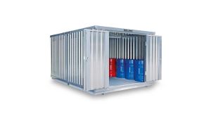 Gefahrstoffcontainer PLG, H2300xB4050xT4340 mm, 1830 mm Doppelflügeltür inkl. 1270 mm Zusatztür, erfolgt vormontiert