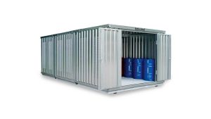 Gefahrstoffcontainer PLG, H2300xB4050xT6520 mm, 1830 mm Doppelflügeltür inkl. 1270 mm Zusatztür, erfolgt vormontiert Gefahrstoffcontainer PLG, H2300xB4050xT6520 mm, 1830 mm Doppelflügeltür inkl. 1270 mm Zusatztür, erfolgt vormontiert