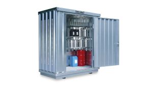 Gefahrstoffcontainer PLG, H2300xB2100xT1140 mm, 1830 mm Doppelflügeltür, erfolgt fertig montiert Gefahrstoffcontainer PLG, H2300xB2100xT1140 mm, 1830 mm Doppelflügeltür, erfolgt fertig montiert