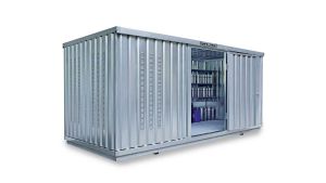 Gefahrstoffcontainer PLG, H2300xB5080xT2170 mm, 1270 mm Einflügeltür, erfolgt fertig montiert Gefahrstoffcontainer PLG, H2300xB5080xT2170 mm, 1270 mm Einflügeltür, erfolgt fertig montiert