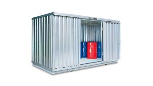 Gefahrstoffcontainer PLG, H2300xB4050xT2170 mm, 1830 mm Doppelflügeltür, erfolgt fertig montiert Gefahrstoffcontainer PLG, H2300xB4050xT2170 mm, 1830 mm Doppelflügeltür, erfolgt fertig montiert