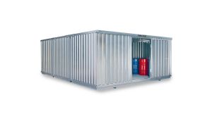 Gefahrstoffcontainer WGK 1-3, H2300xB5080xT6520 mm, 2750 mm Doppelflügeltür, erfolgt vormontiert