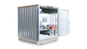 Gefahrstoffcontainer KTC WGK 1-3, H2420xB2100xT2170 mm, 1830 mm Doppelflügeltür, erfolgt fertig montiert