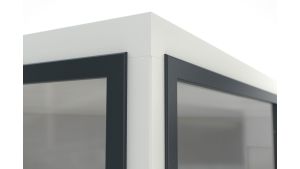 Hallencontainer MultiFlex 15, H2660 x B4560 x T3390 mm, ca. 15 m² Grundfläche, Starter Plus Elektropaket, Farbe RAL 9002 - Grauweiß