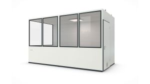 Hallencontainer MultiFlex 10, H2660 x B4560 x T2280 mm, ca. 10 m² Grundfläche, Starter Plus Elektropaket, Farbe RAL 9002 - Grauweiß