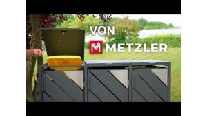 Mülltonnenbox mit Edelstahl-Akzenten, 4er Box für 240-Liter-Mülltonnen – Höhe 116,3 cm × Breite 276 cm × Tiefe 80 cm – Anthrazit (RAL 7016)