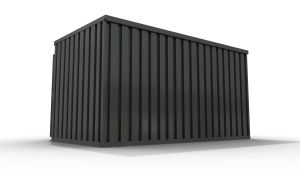 Gerätehaus, H2196 x B2985 x T2350 mm, 1240 x 1960 mm Einflügeltür in Breitseite, Außenwandlackierung anthrazit, mit Holzboden, zerlegt . Wand A = Ohne VG, Wand B = Ohne VG, Wand C = VG Vollwand, Wand D = VG Vollwand