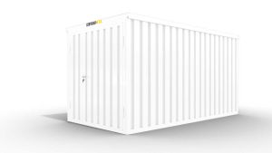 Isolierter Lagercontainer – 6 qm, 2465 x 3050 x 2170 mm, grauweiß, mit isoliertem Boden, 1840 mm Doppelflügeltür mittig in Stirnseite, montiert Isolierter Lagercontainer – 6 qm, 2465 x 3050 x 2170 mm, grauweiß, mit isoliertem Boden, 1840 mm Doppelflügeltür mittig in Stirnseite, montiert