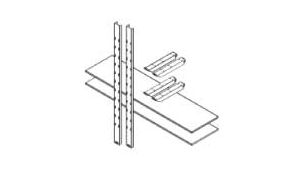 Lagerregal für Lagercontainer XS -XXL - 2 verzinkte Regalsäulen, 4 Kragarme, 2 Holz-Regalböden B 2000 mm, T 500 mm, Tragfähigkeit 120 kg pro Boden