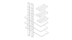 Lagerregal mit 2 verzinkte Regalsäulen, 6 Kragarme, 3 Holz-Regalböden B 1000 mm, T 500 mm, Tragfähigkeit 120 kg pro Boden