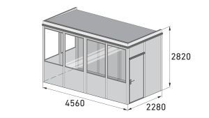 Pförtnerhaus - Meisterbüro MultiRoom Outdoor Basic 10 StarterPlus - H2820 x B4680 x T2280 mm mit Elektropaket StarterPlus in RAL 9002 - Grauweiß Pförtnerhaus - Meisterbüro MultiRoom Outdoor Basic 10 StarterPlus - H2820 x B4680 x T2280 mm mit Elektropaket StarterPlus in RAL 9002 - Grauweiß