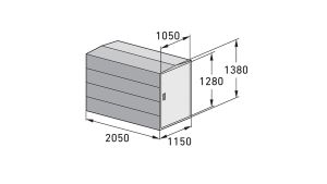 Fahrradgarage BikeBox Grundsystem - H1380 x B1150 x T2050 mm mit Einhebelgriff-Zylinderschloss
