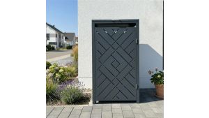 Mülltonnenbox Design Prisma, 1er Box für 240-Liter-Mülltonne – Höhe 116,3 cm × Breite 68 cm × Tiefe 80 cm – Anthrazit (RAL 7016)