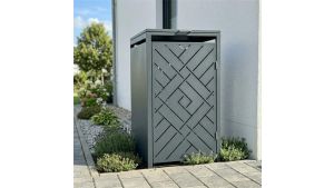 Mülltonnenbox Design Prisma, 1er Box für 240-Liter-Mülltonne – Höhe 116,3 cm × Breite 68 cm × Tiefe 80 cm – Anthrazit (RAL 7016)