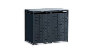 Mülltonnenbox Design Geo, 2er Box für 240-Liter-Mülltonnen – Höhe 116,3 cm × Breite 132 cm × Tiefe 80 cm – Anthrazit (RAL 7016)