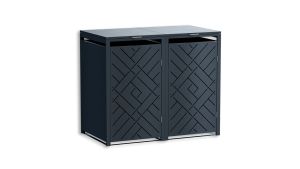 Mülltonnenbox Design Prisma, 2er Box für 240-Liter-Mülltonnen – Höhe 116,3 cm × Breite 132 cm × Tiefe 80 cm – Anthrazit (RAL 7016)