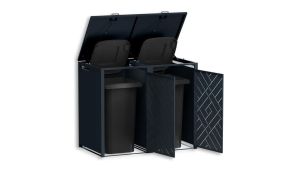 Mülltonnenbox Design Prisma, 2er Box für 240-Liter-Mülltonnen – Höhe 116,3 cm × Breite 132 cm × Tiefe 80 cm – Anthrazit (RAL 7016)