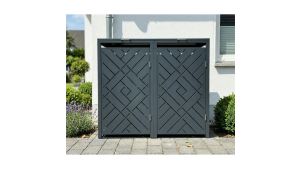 Mülltonnenbox Design Prisma, 2er Box für 240-Liter-Mülltonnen – Höhe 116,3 cm × Breite 132 cm × Tiefe 80 cm – Anthrazit (RAL 7016)