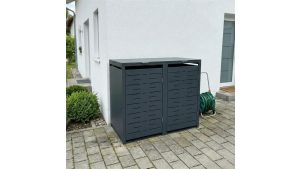 Mülltonnenbox Design Nexus, 2er Box für 240-Liter-Mülltonnen – Höhe 116,3 cm × Breite 132 cm × Tiefe 80 cm – Anthrazit (RAL 7016)