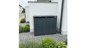 Mülltonnenbox Design Nexus, 2er Box für 240-Liter-Mülltonnen – Höhe 116,3 cm × Breite 132 cm × Tiefe 80 cm – Anthrazit (RAL 7016)