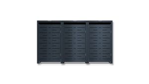 Mülltonnenbox Design Nexus, 3er Box für 240-Liter-Mülltonnen – Höhe 116,3 cm × Breite 198,5 cm × Tiefe 80 cm – Anthrazit (RAL 7016)