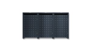 Mülltonnenbox Design Geo, 3er Box für 240-Liter-Mülltonnen – Höhe 116,3 cm × Breite 198,5 cm × Tiefe 80 cm – Anthrazit (RAL 7016)